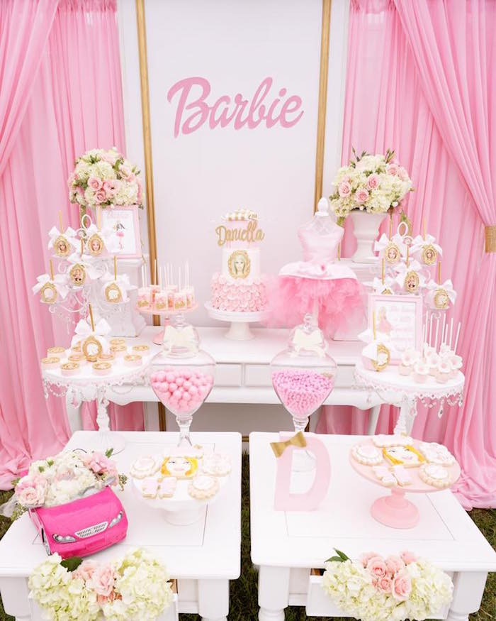 Barbie Birthday Party Decorations
 Kara s Party Ideas Pink Glam Barbie Birthday Party