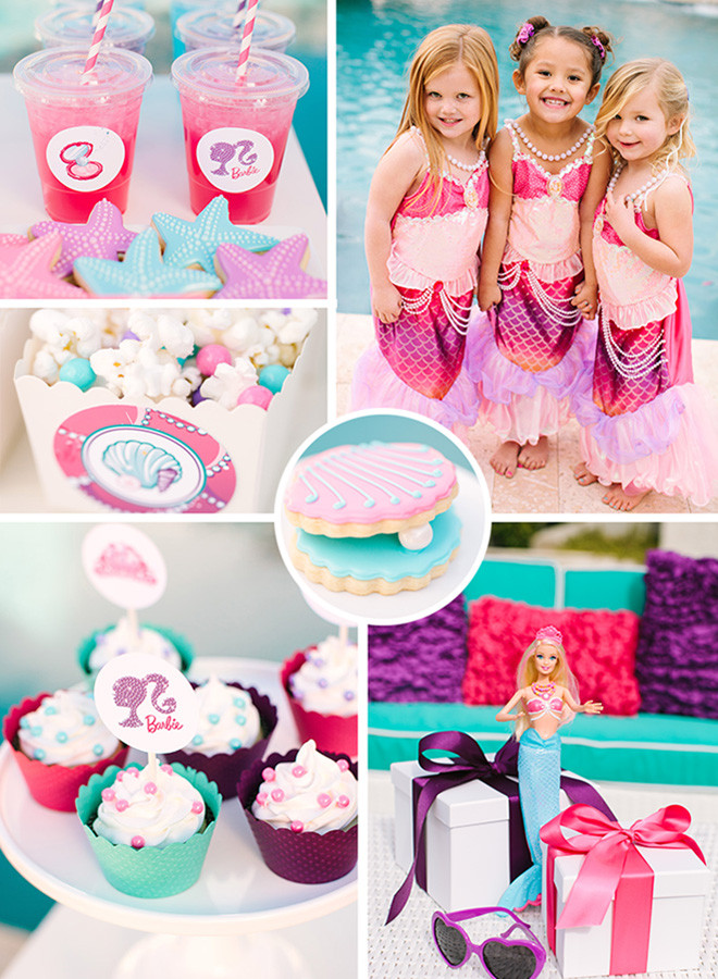 Barbie Mermaid Party Ideas
 Barbie The Pearl Princess Pool Party Celebration Lane