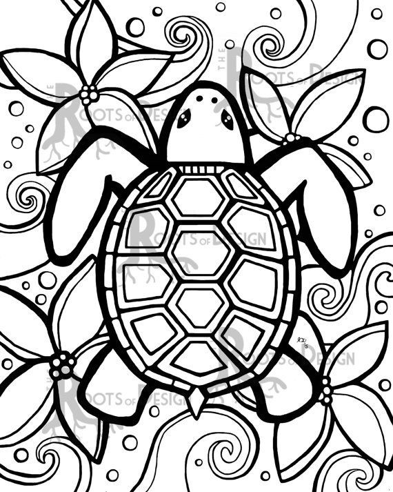 Basic Coloring Pages For Girls
 INSTANT DOWNLOAD Coloring Page Simple Turtle zentangle