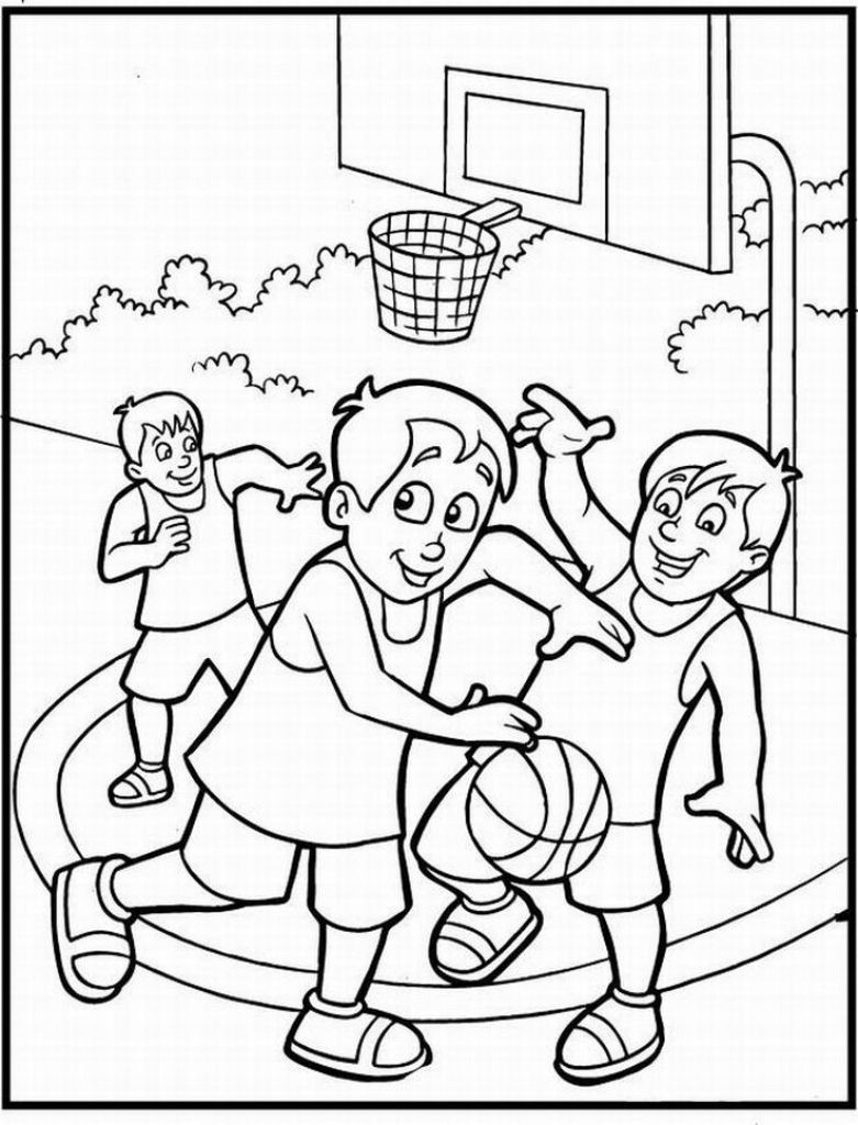 Basketball Duck Coloring Sheets For Boys
 Free Printable Coloring Sheet Basketball Sport For Kids