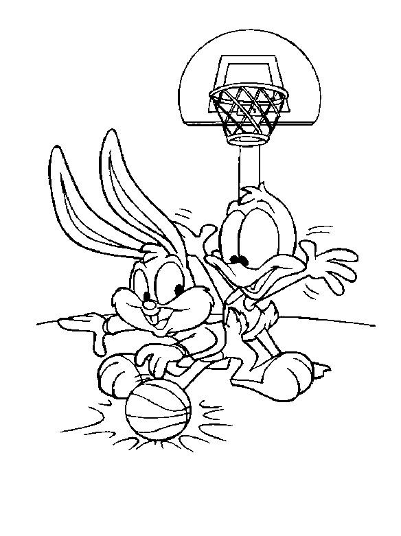Basketball Duck Coloring Sheets For Boys
 Baby Bugs Bunny And Daffy Duck Playing Basketball Coloring
