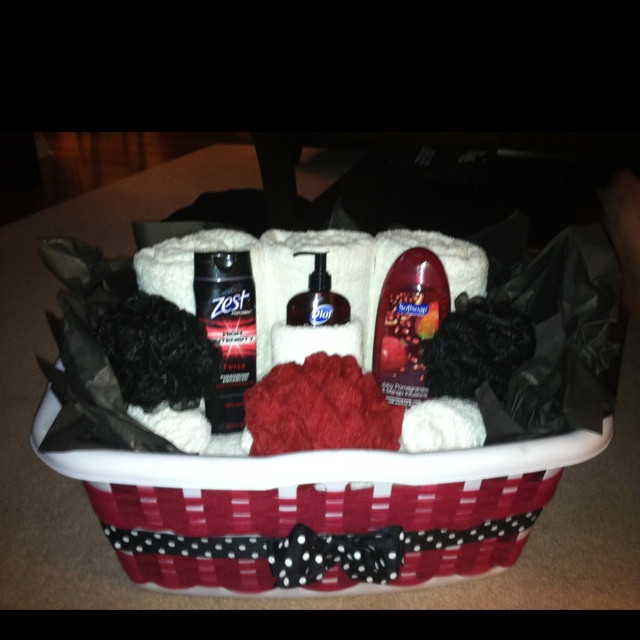 Bathroom Gift Basket Ideas
 Laundry t basket with bath towels hand towels