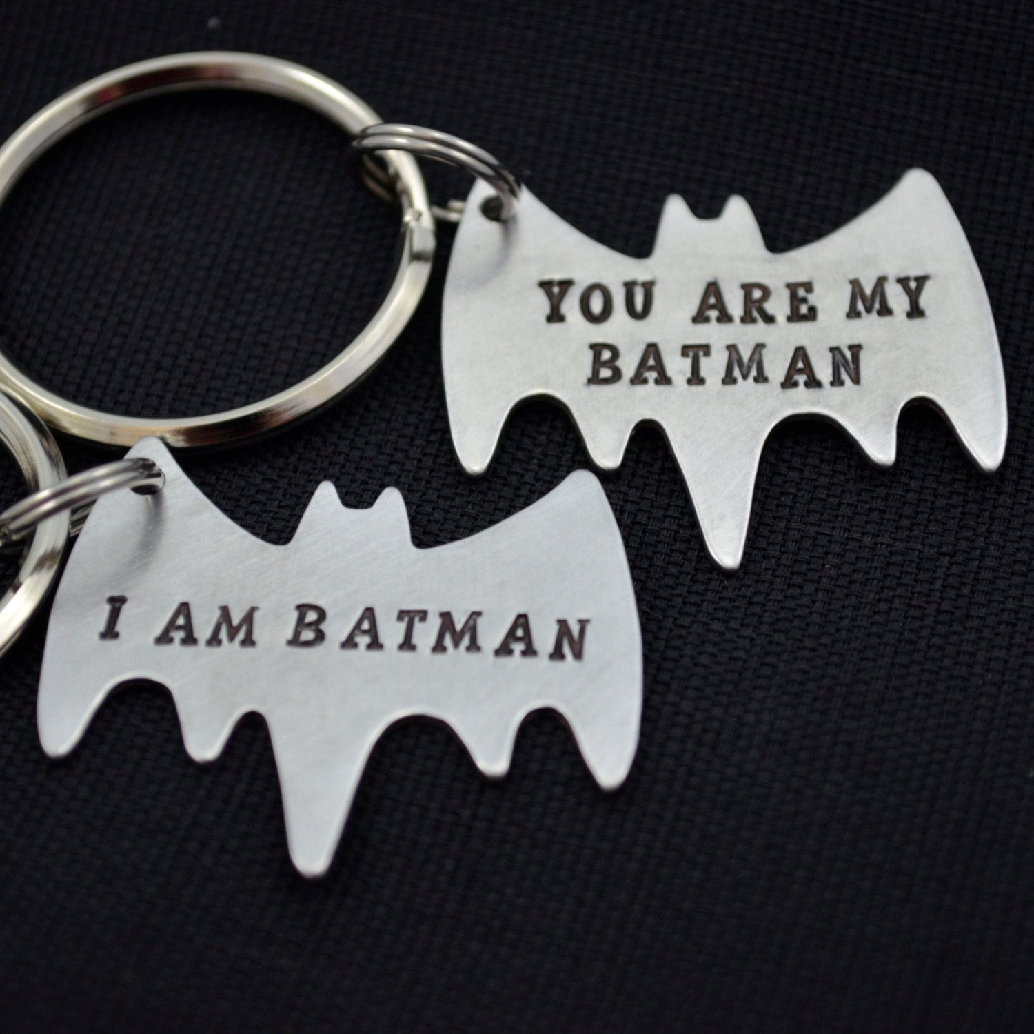Batman Gift Ideas For Boyfriend
 Personalized Hand Stamped Couple Keychain Set Batman