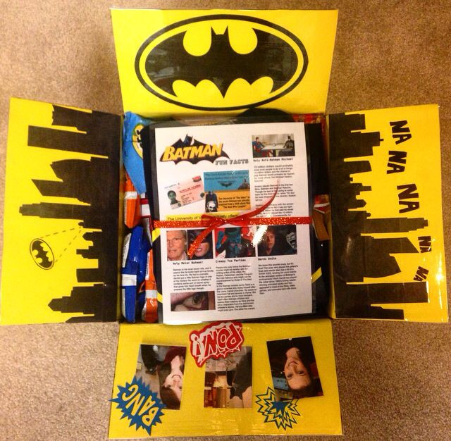 Batman Gift Ideas For Boyfriend
 Batman Themed Care Package Made this for my US Marine