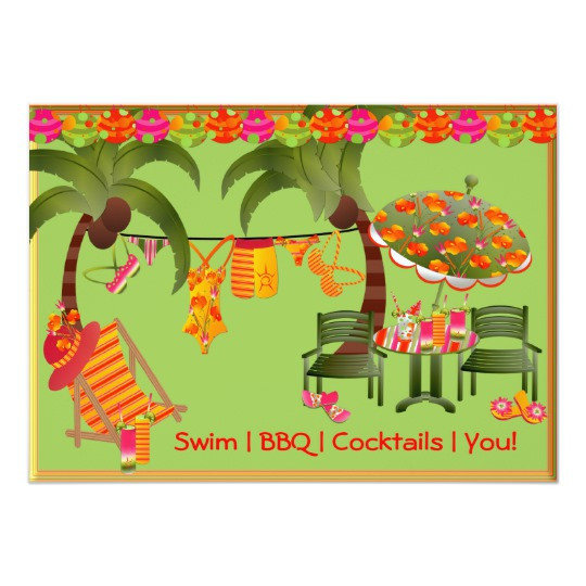 Bbq Pool Party Ideas
 Adult Pool Party BBQ Cocktails Invitation