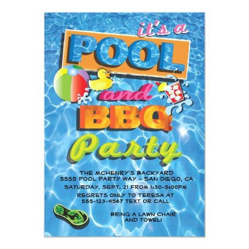 Bbq Pool Party Ideas
 Pool and BBQ Party Invitations