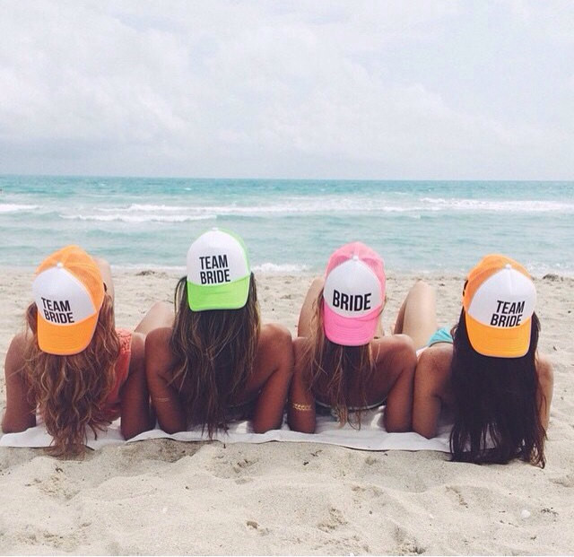 Beach Bachelorette Party Ideas
 4 Neon Team Bride Bachelorette Party Hats