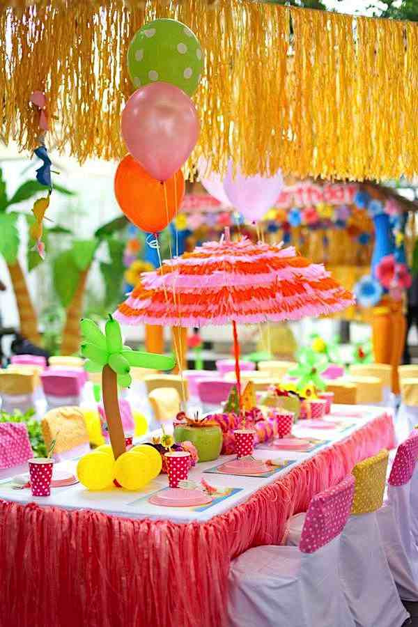 Beach Birthday Party Ideas Girls
 Kara s Party Ideas Aloha Luau Surf Colorful Hawaiian Beach