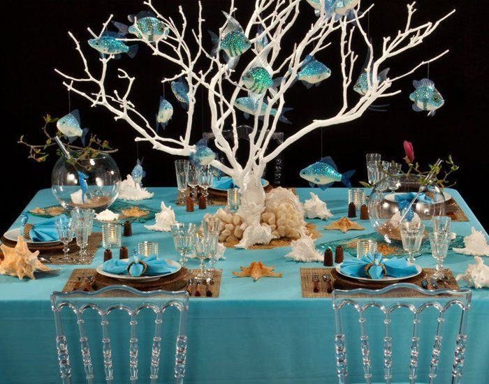 Beach Party Table Decoration Ideas
 underwater themed table settings Google Search