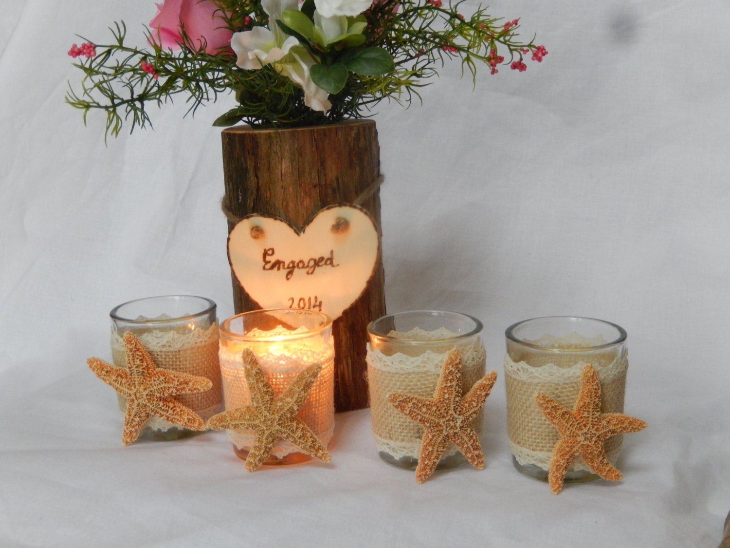 Beach Themed Engagement Party Ideas
 Engagement Party Decor Beach Themed Candles 4 by JCBees on