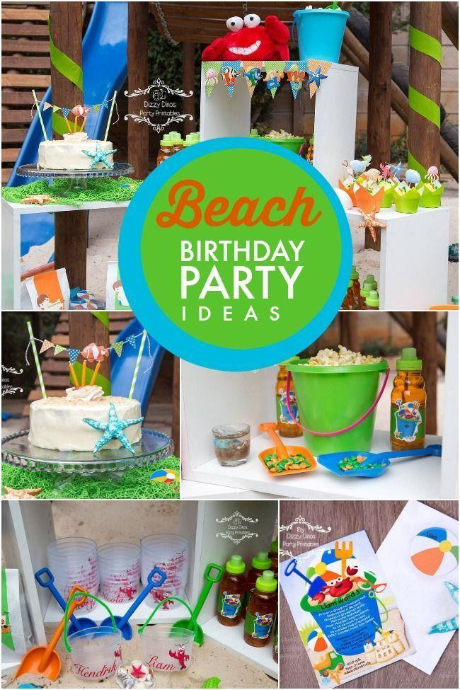 Beach Themed Party Ideas
 A Boy s Beach Themed 3rd Birthday Party Spaceships and