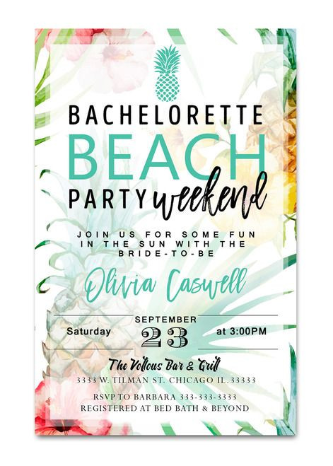 Beach Weekend Bachelorette Party Ideas
 Best 25 Beach party invitations ideas on Pinterest