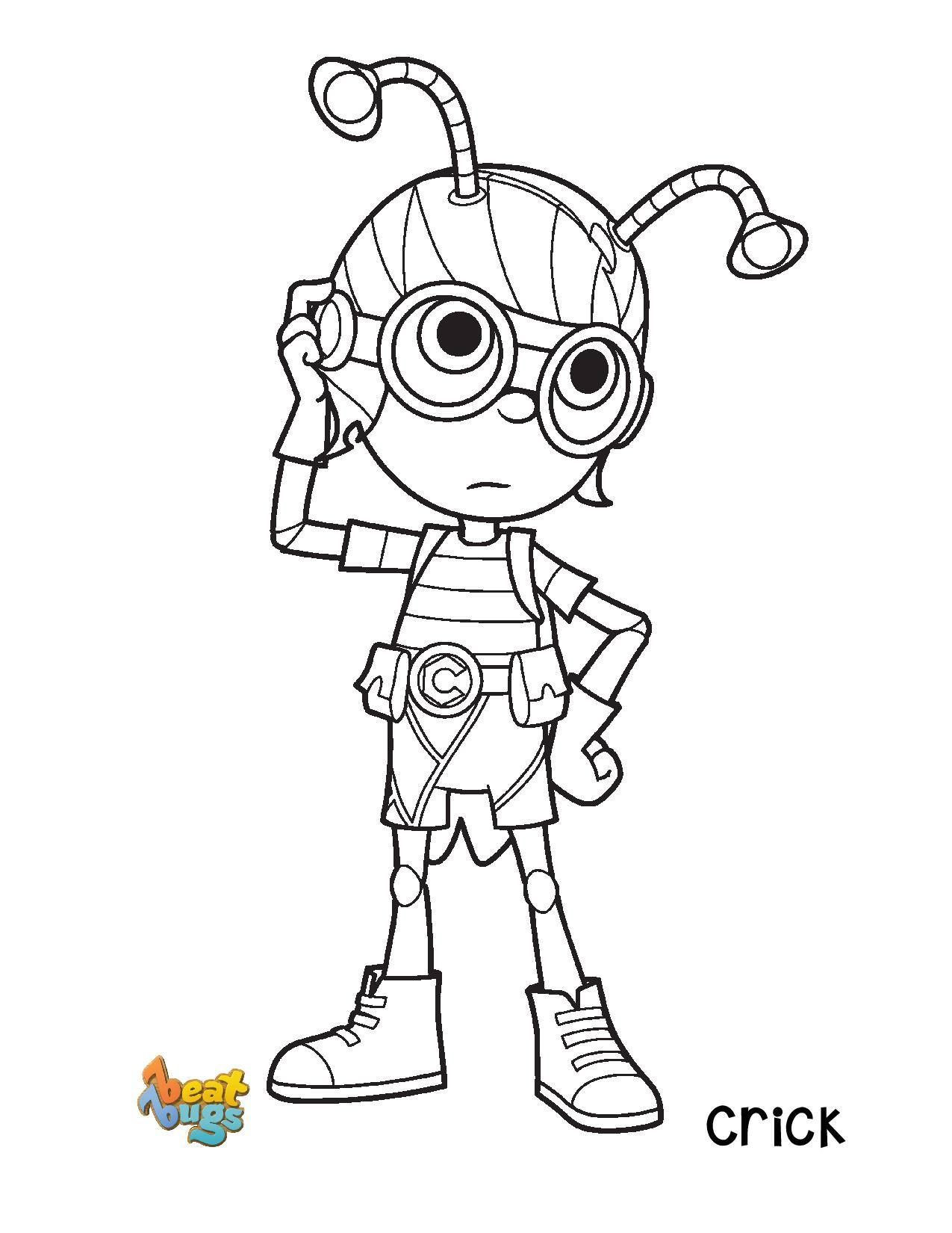 Beat Bugs Coloring Pages
 Crick from Beat Bugs printable to color