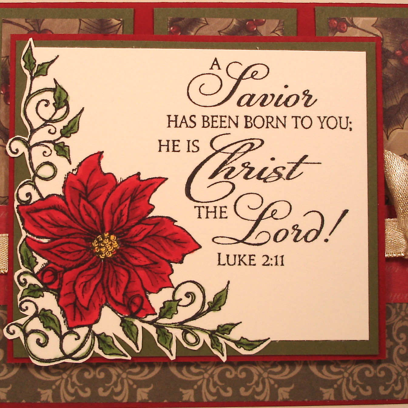 Bible Christmas Quotes
 Religious Christmas Card with Bible Verse and Poinsettia