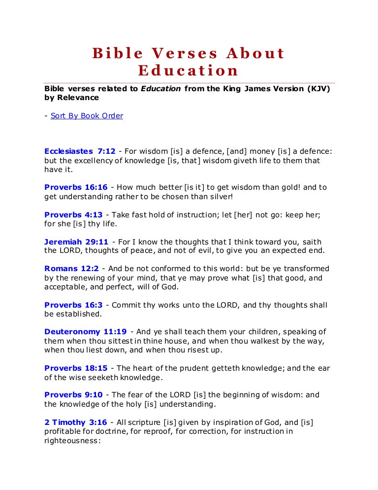 Bible Quotes About Education
 Bible verses about education