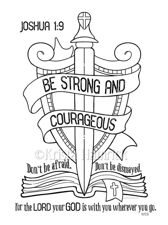 Bible Verse Coloring Pages For Boys
 Be Strong and Courageous coloring page 8 5X11 Bible