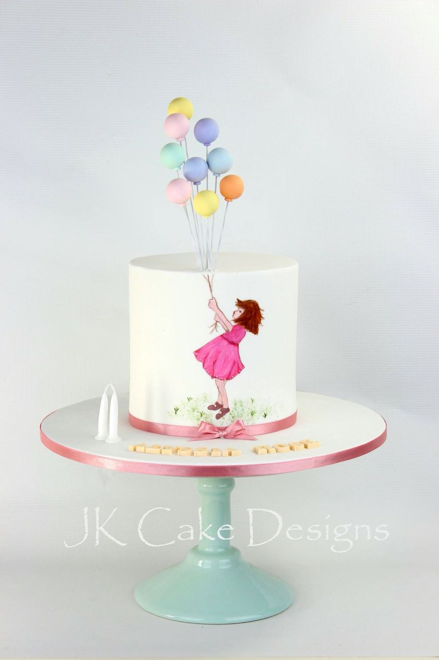 Birthday Balloons And Cake
 Balloon cake hand painted girl Cakes