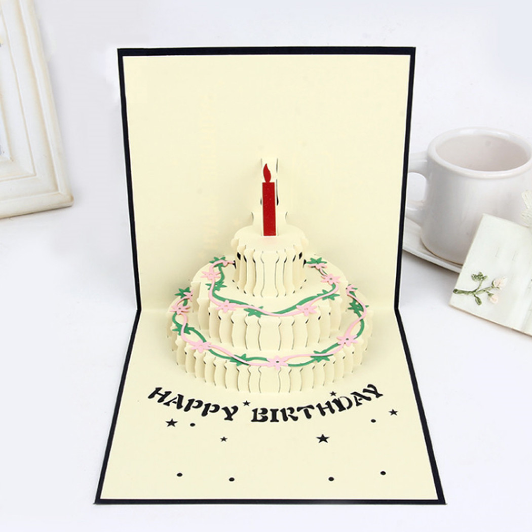 Birthday Cake Card
 3D Pop Up Cake Greeting Card Handmade Happy Birthday