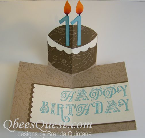 Birthday Cake Card
 Qbee s Quest Birthday Cake Pop Up Card