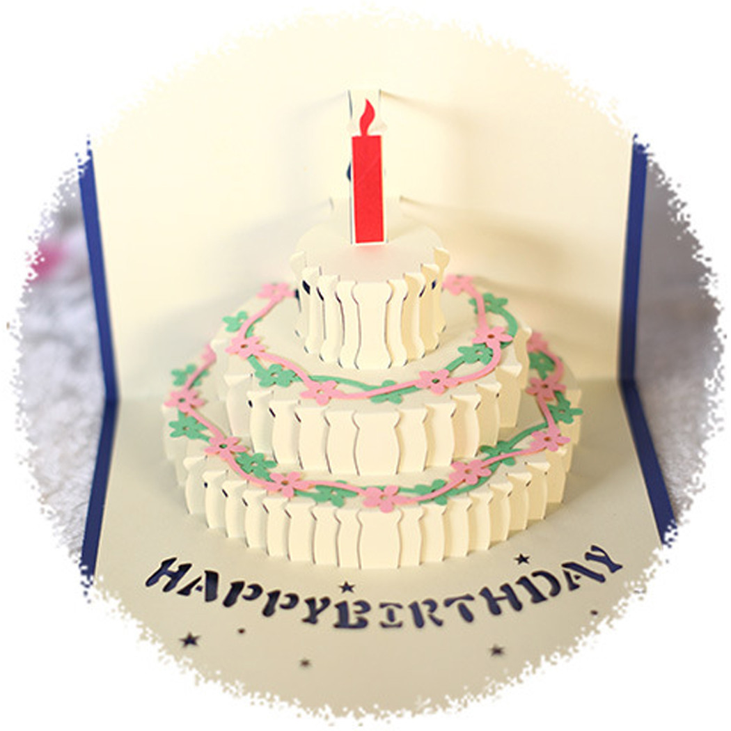Birthday Cake Card
 3D Pop Up Cake Greeting Card Handmade Happy Birthday