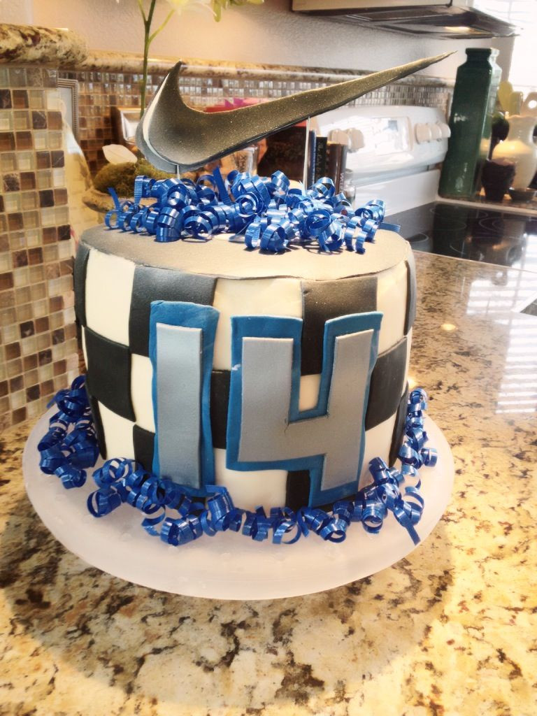 Birthday Cake Ideas For 14 Year Old Boy
 Ethan s Nike 14th birthday cake CAKES in 2019