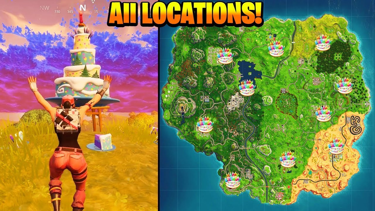 Birthday Cake Map Fortnite
 "Dance in front of different Birthday Cakes" ALL LOCATIONS