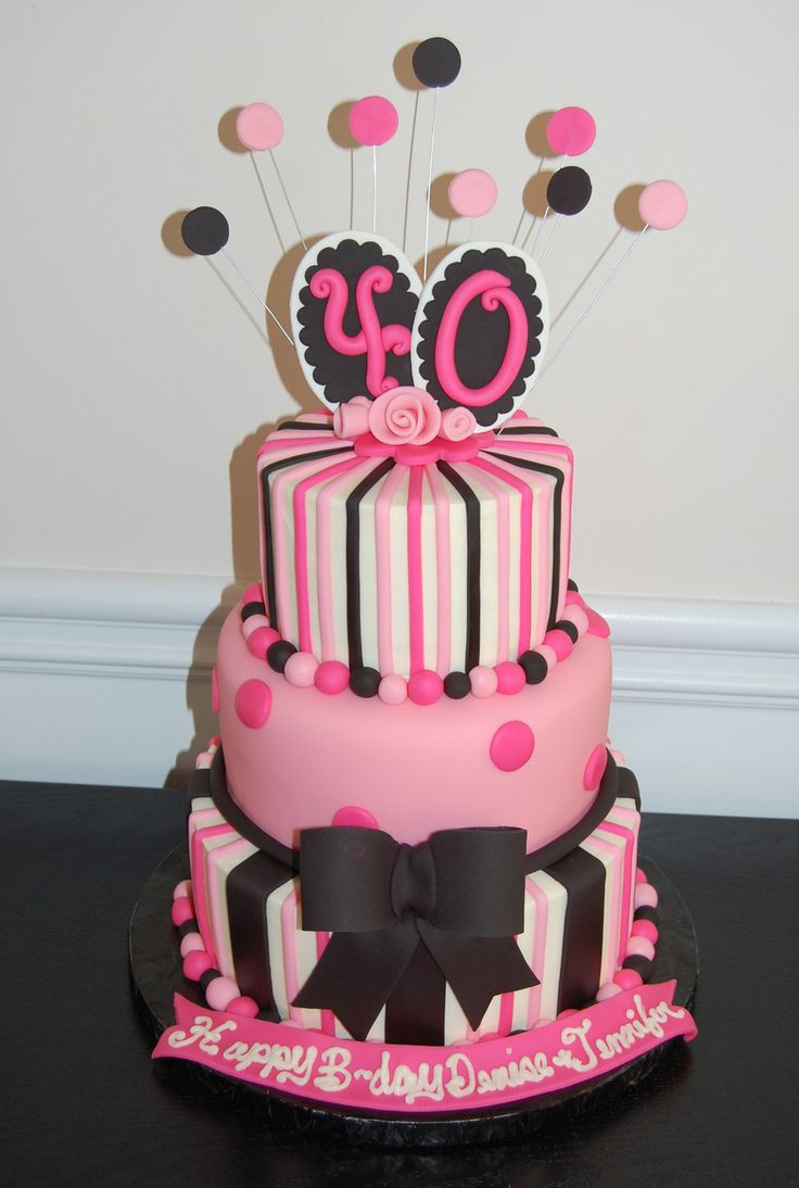 Birthday Cake Pic
 40th Birthday cake pink and black