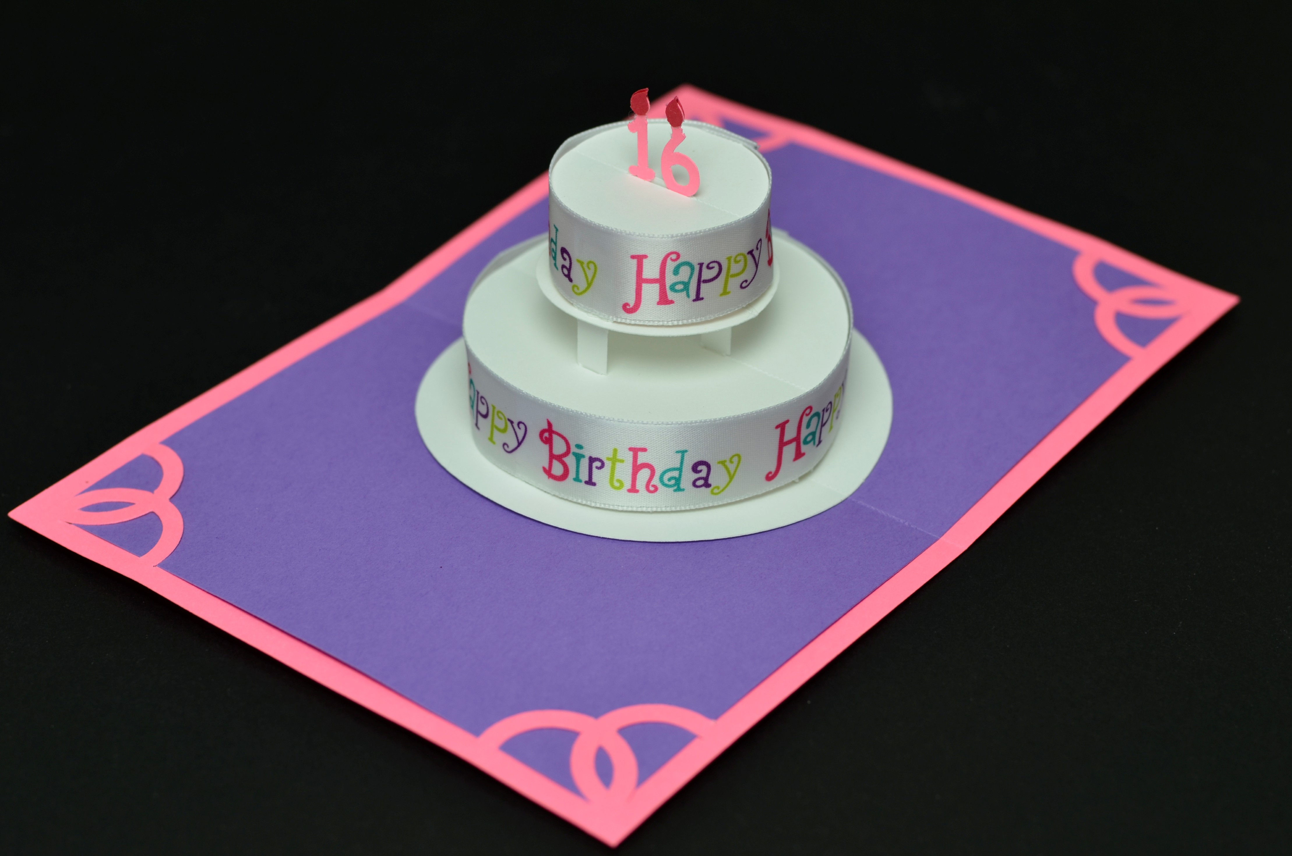Birthday Cake Pop Up Card
 Round Birthday Cake Pop Up Card With "Happy Birthday