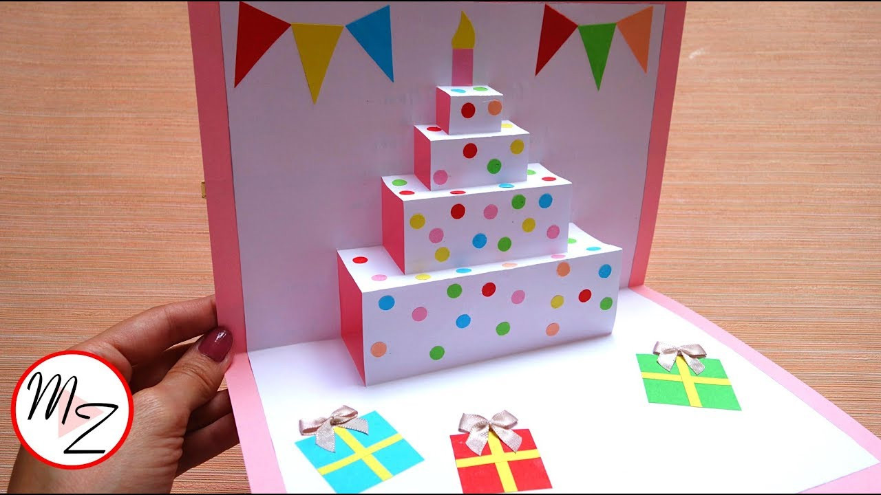 Birthday Cake Pop Up Card
 DIY cake pop up card for birthday Easy 3D cards DIY