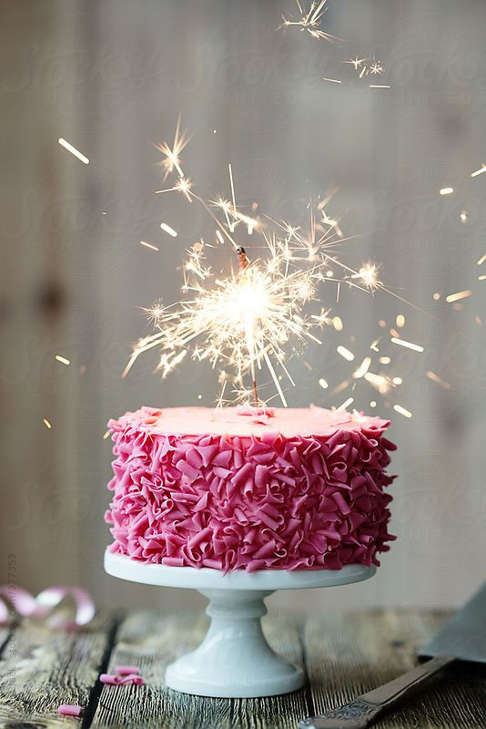 Birthday Cake Sparklers
 Pink celebration cake with sparkler by Ruth Black