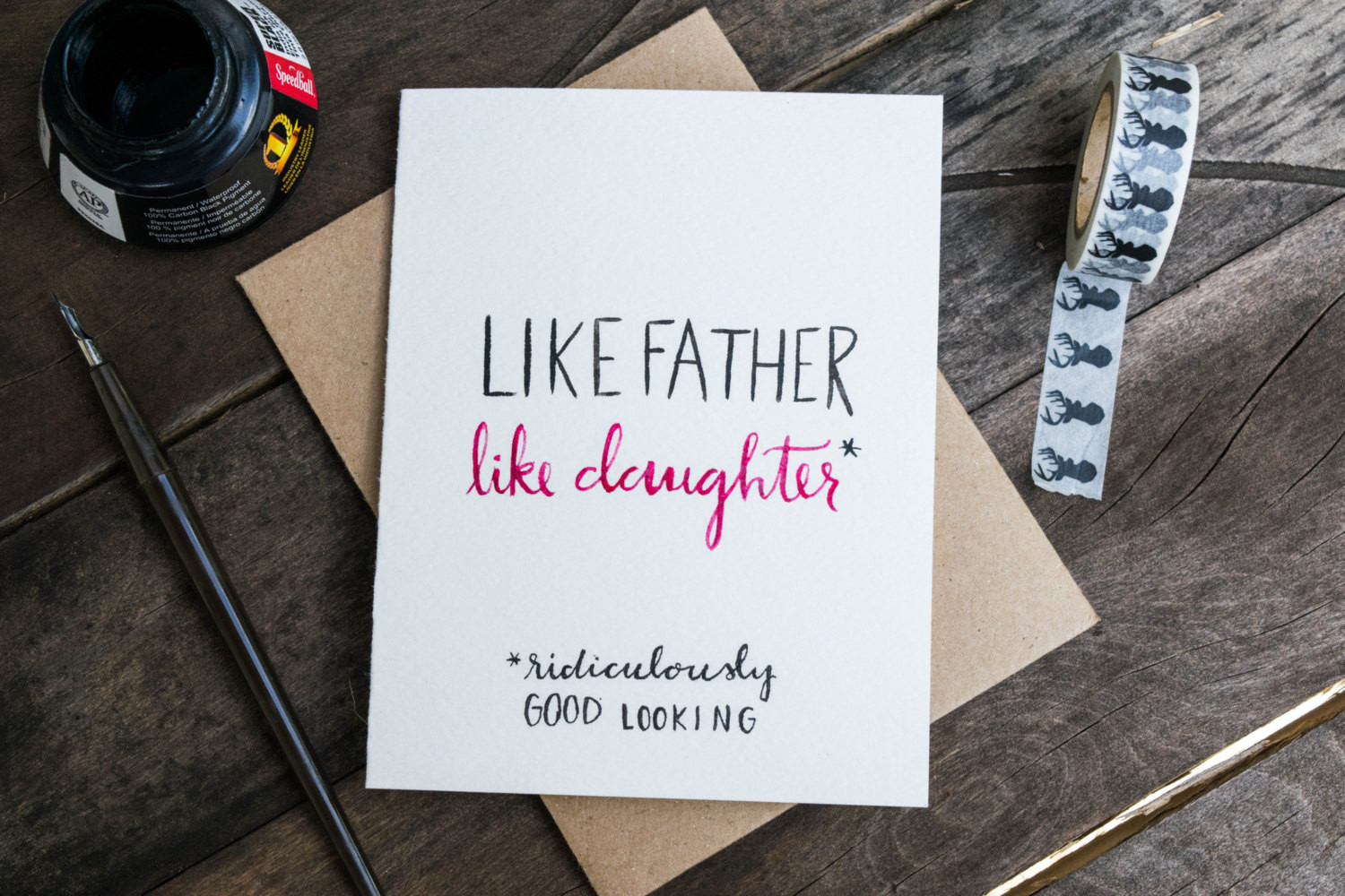 Birthday Card For Father From Daughter
 HANDPAINTED Father Daughter Card Like Father Like Daughter