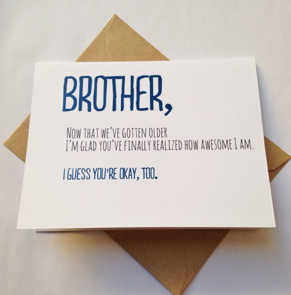Birthday Card Ideas For Brother
 Brother Card Brother Birthday Card Funny Card Card for