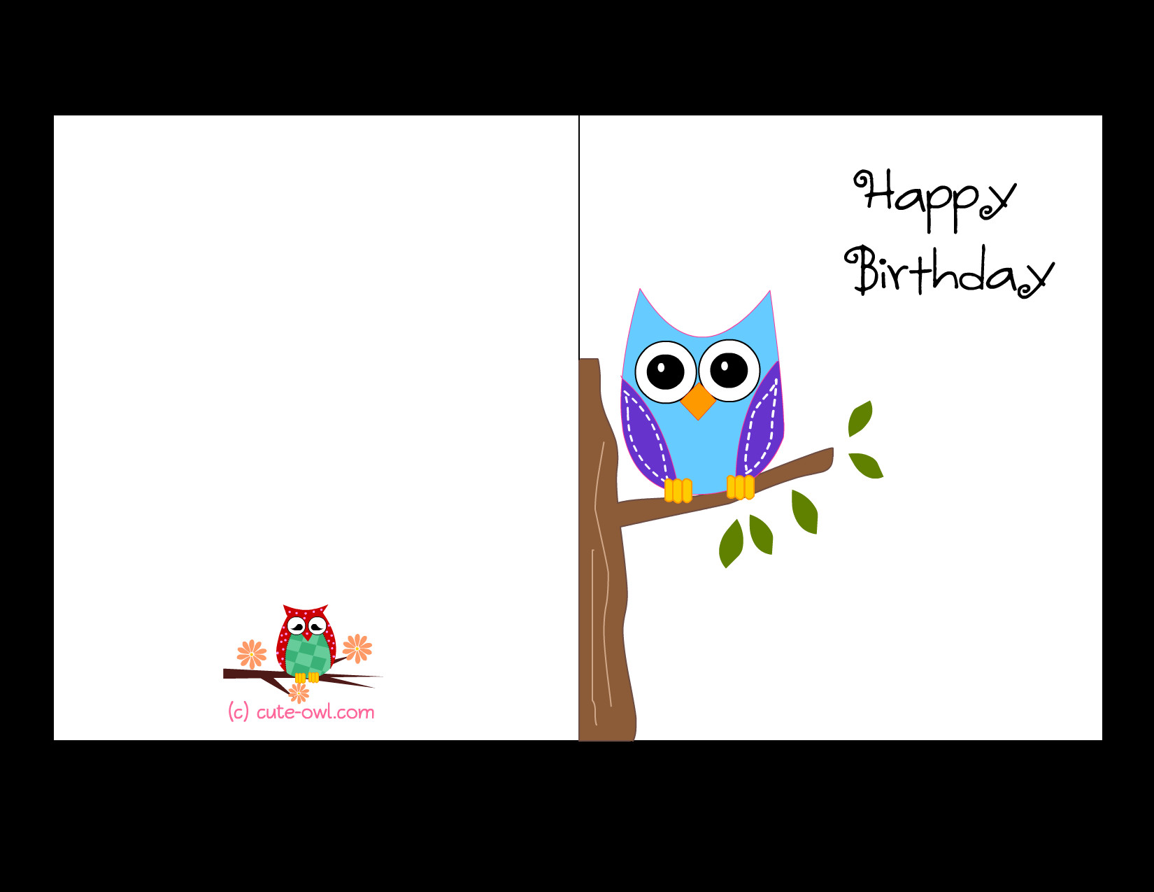 Birthday Card Printouts
 Free Printable Cute Owl Birthday Cards
