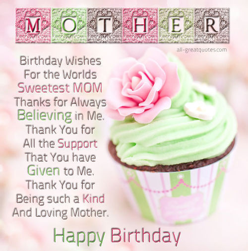 Birthday Card Quotes For Mom
 Mother Happy Birthday s and for
