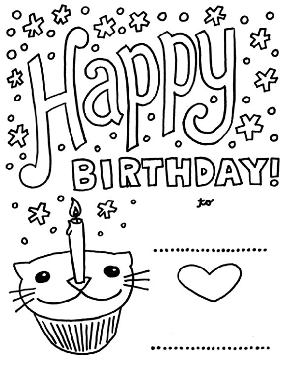 Birthday Cards Coloring Pages Girls
 36 Awesome and Free Printable Coloring Birthday Cards