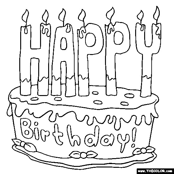 Birthday Cards Coloring Pages Girls
 Happy Birthday Cake 2 line Coloring Page
