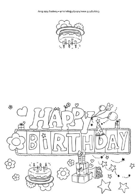 Birthday Cards Coloring Pages Girls
 Happy Birthday Colouring Card