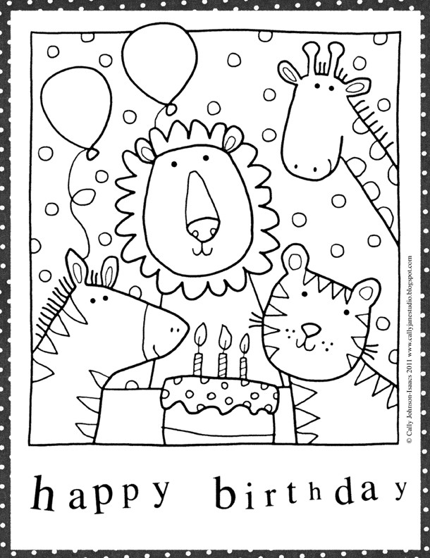 Birthday Cards Coloring Pages Girls
 We Love to Illustrate August FREE Downloadable Coloring