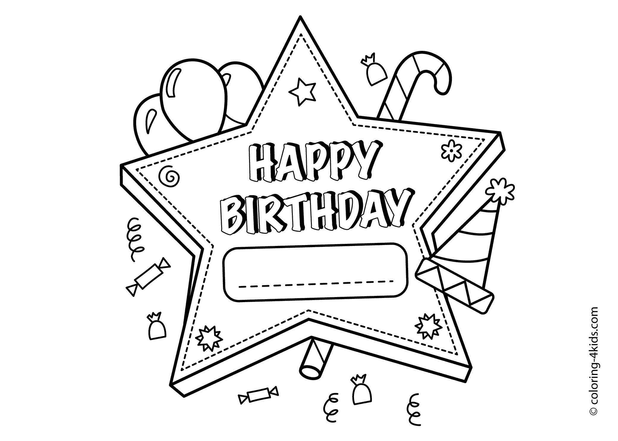 Birthday Coloring Pages For Boys
 Happy birthday printable star – coloring pages for kids
