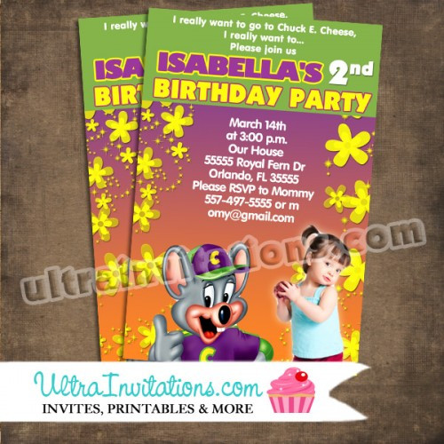 Birthday E Invitations
 Personalized Chuke E Cheese Birthday Invites