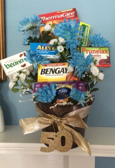 Birthday Gag Gifts For Him
 Old age reme s tucked into a flower arrangement is a