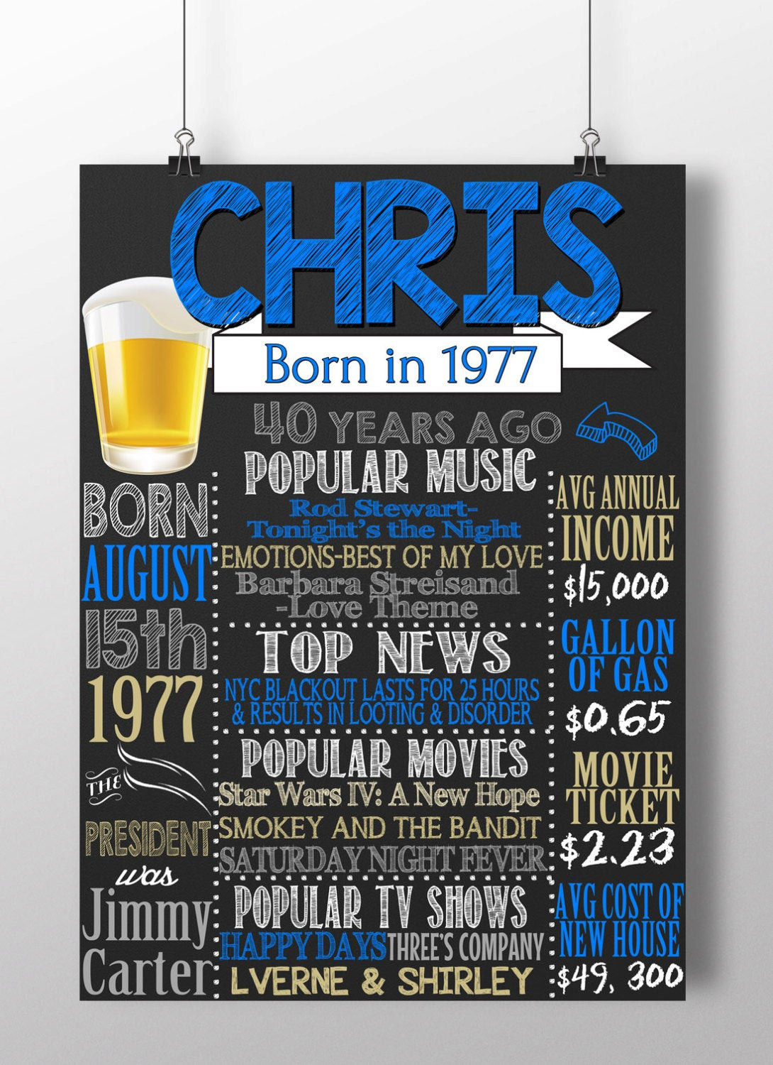 Birthday Gift Ideas For 40 Year Old Man
 1977 birthday board 40 years old t 40th birthday party