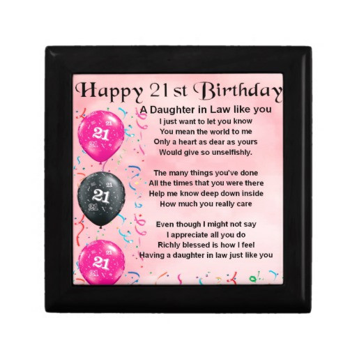 Birthday Gift Ideas For Daughter In Law
 Daughter in Law Poem 21st Birthday Jewelry Boxes