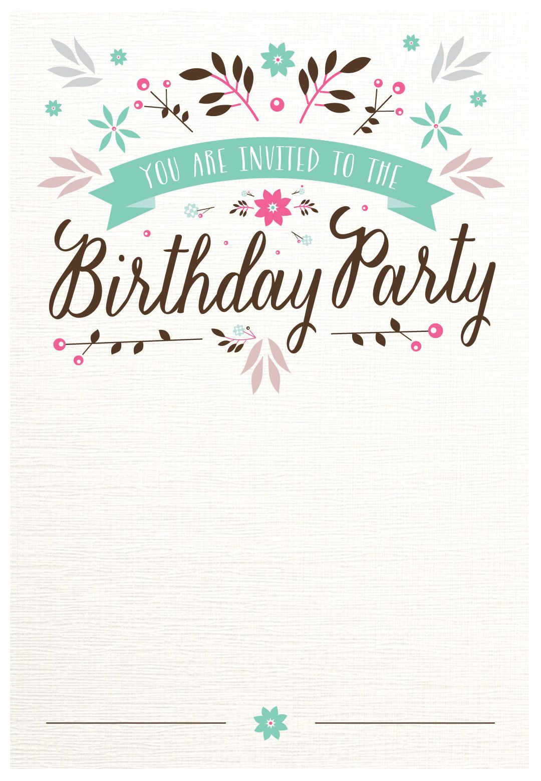 Birthday Invitations Templates
 Flat Floral Free Printable Birthday Invitation Template