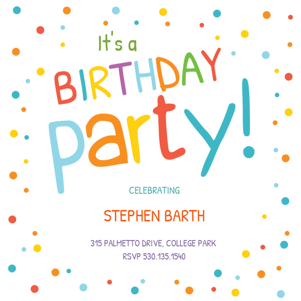 Birthday Invitations Templates
 Confetti Dots Border Birthday Invitation Template Free