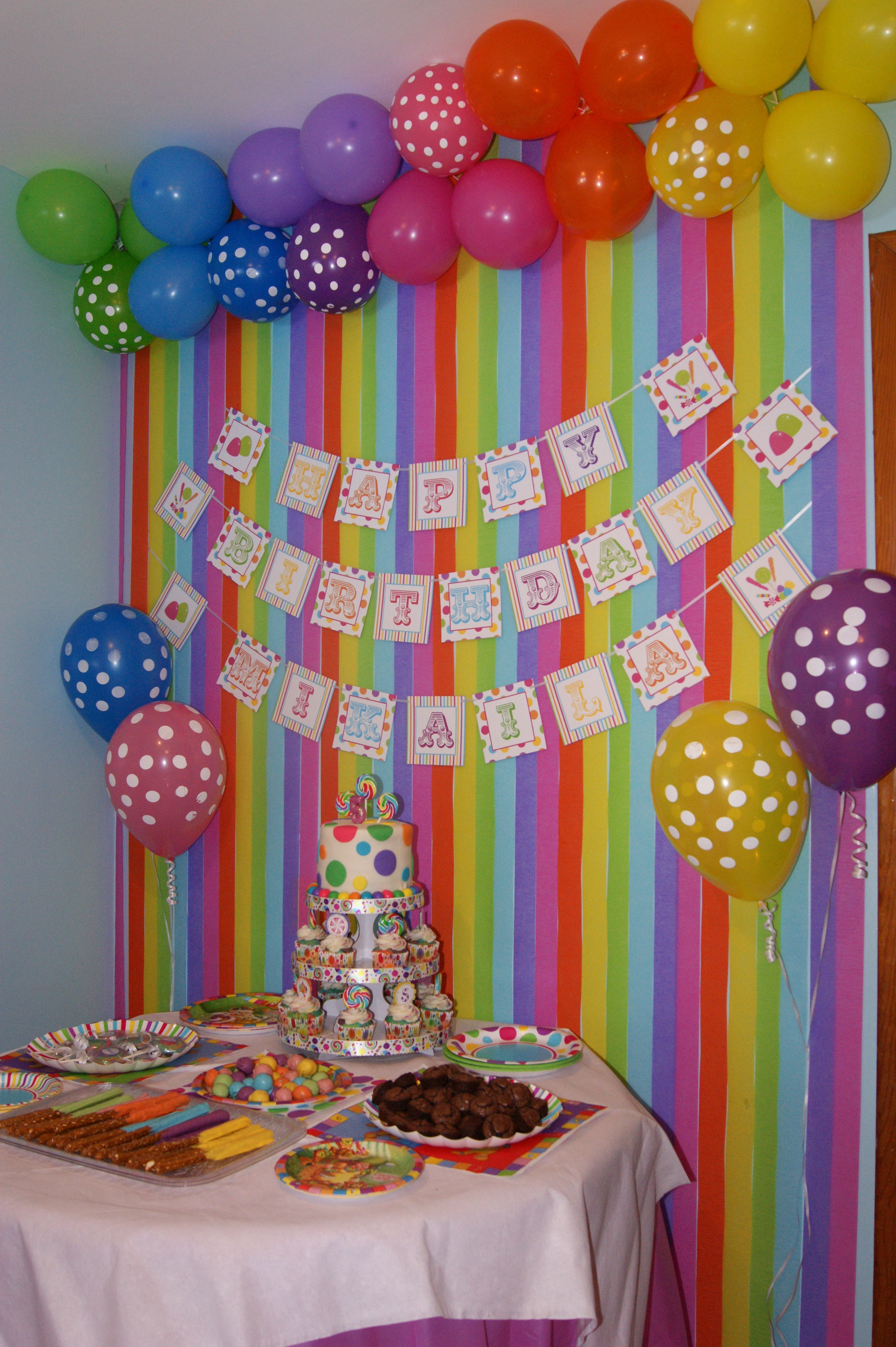 Birthday Party Decoration
 Colourful backdrop for candy party
