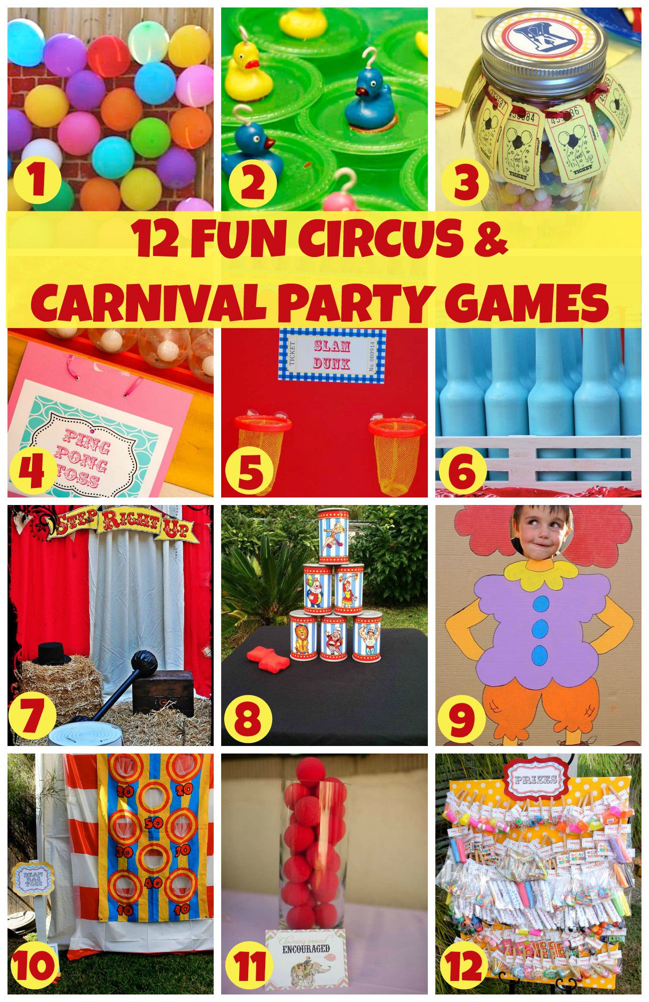 Birthday Party Games
 12 Fun Circus Carnival Party Games