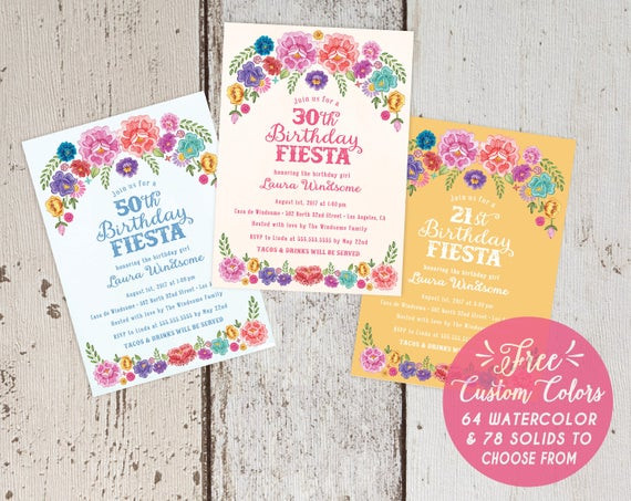 Birthday Party In Spanish
 Mexican Fiesta Theme Floral Birthday Party Invitations