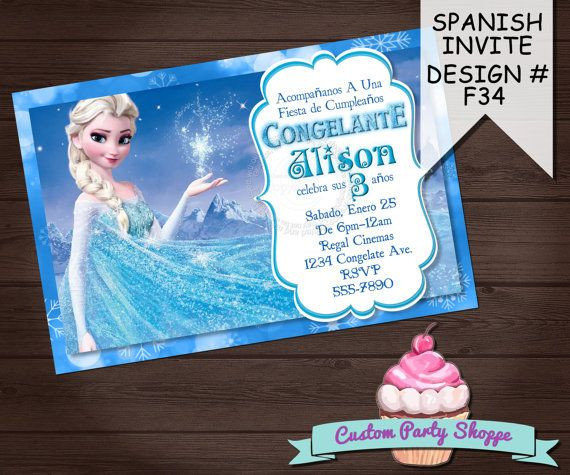 Birthday Party In Spanish
 Spanish FROZEN PRINTABLE INVITATION Custom by