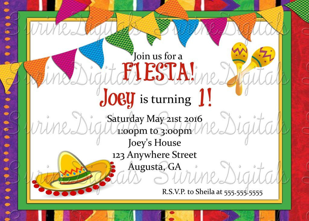 Birthday Party In Spanish
 Let s Have a Fiesta Party invitation Spanish Themed